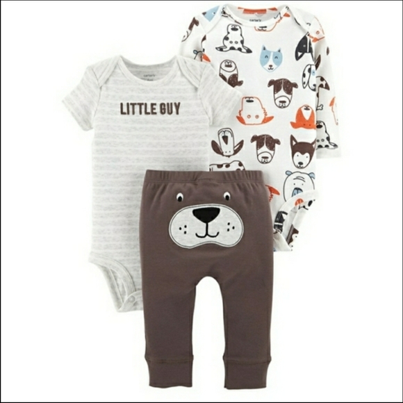 Carter's Baby Boy 3-Piece Dog Body Suit & Pants Set - Picture 1 of 6